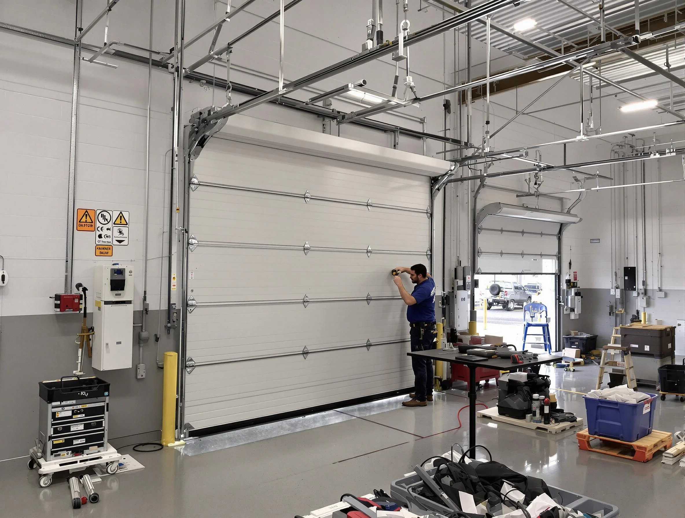 Commercial garage door repair being performed by Pleasant Grove Garage Door Repair expert in Pleasant Grove